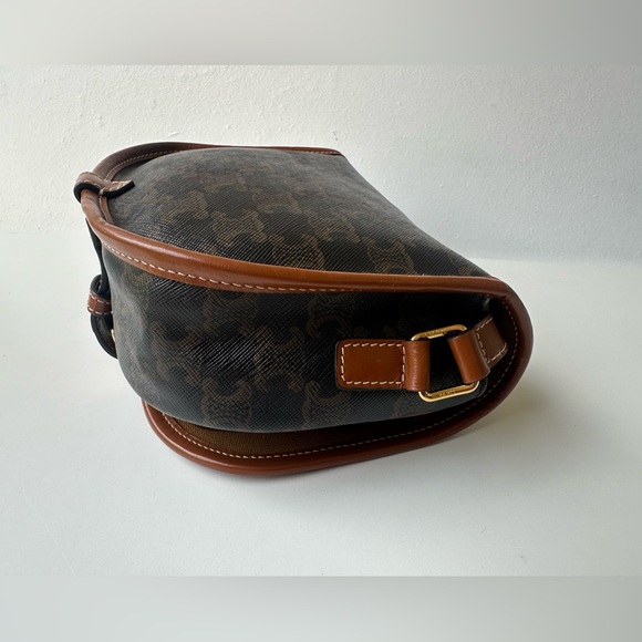 Celine Folco Bag In Triomphe Canvas And Calfskin Tan - Picture 10 of 12